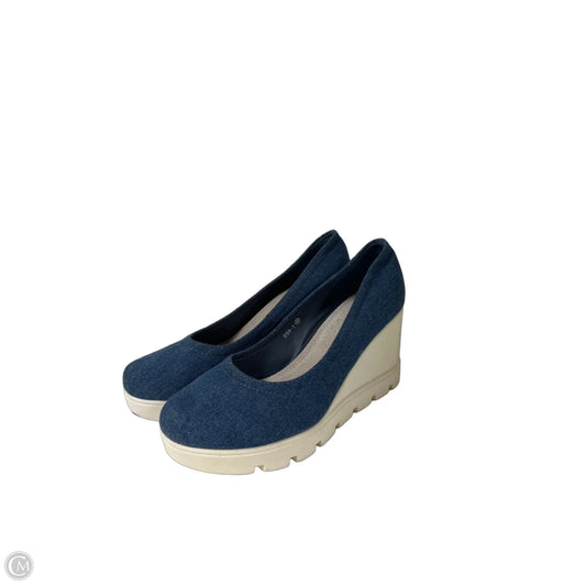 Sandals Heels Block By Clothes Mentor In Blue, Size: 8.5