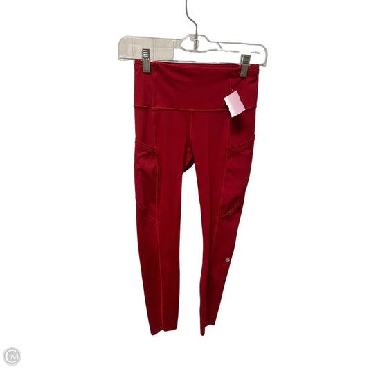 Athletic Leggings By Lululemon In Red, Size: S