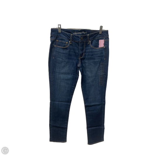 Jeans Skinny By American Eagle In Blue Denim, Size: 8