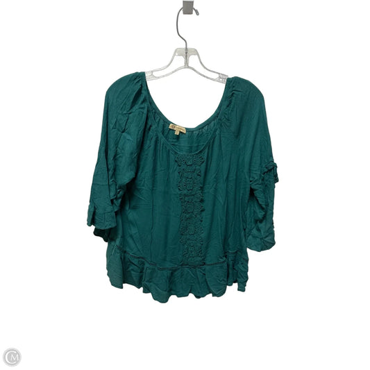 Top 3/4 Sleeve By Democracy In Green, Size: Xl