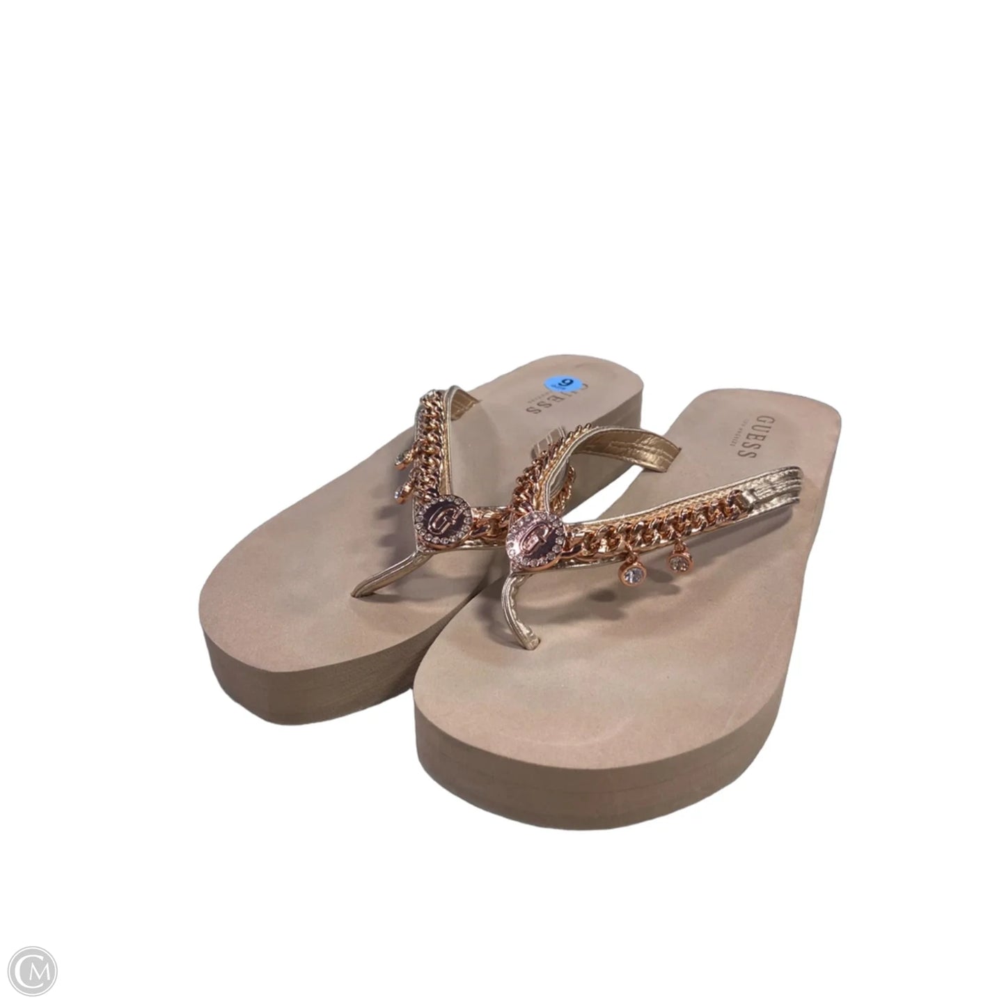 Sandals Flip Flops By Guess In Tan, Size: 6
