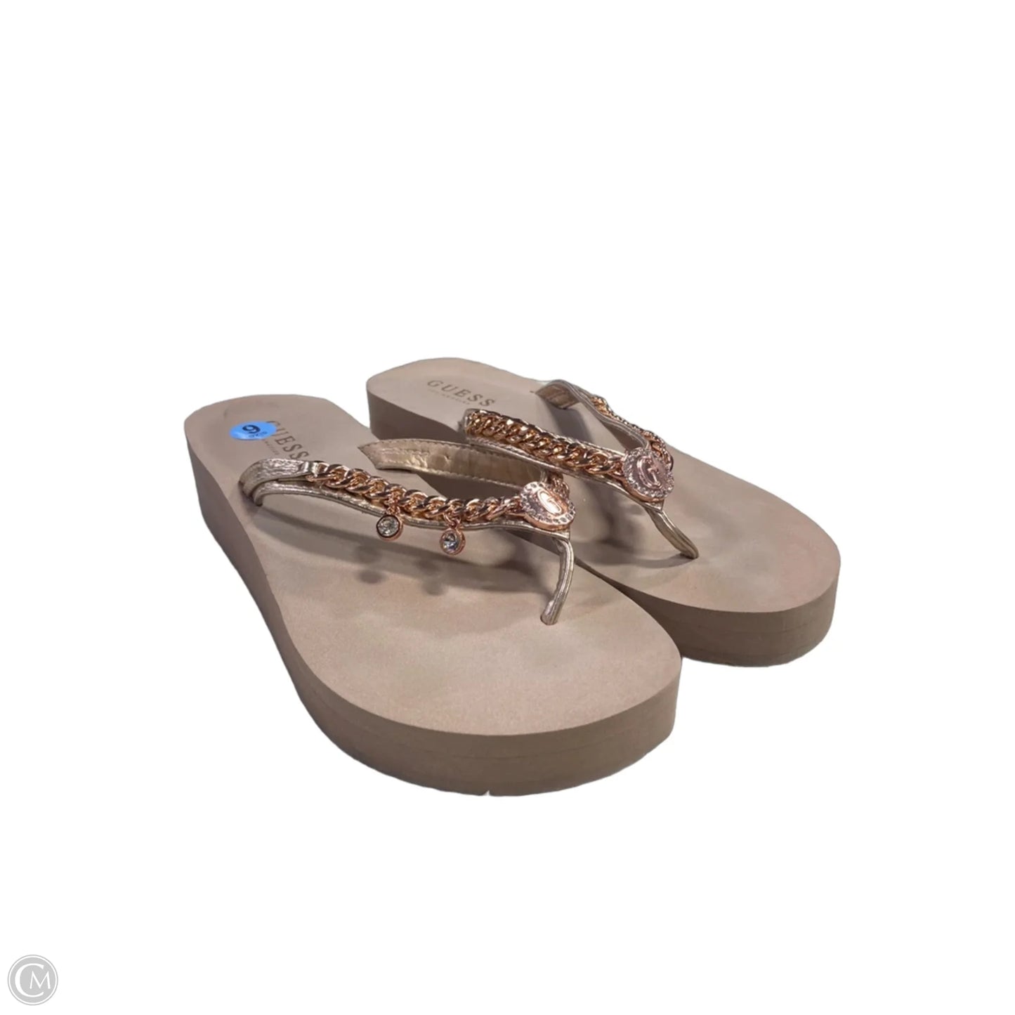 Sandals Flip Flops By Guess In Tan, Size: 6