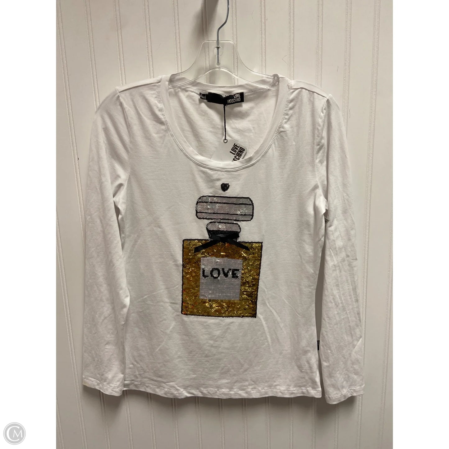 Top Long Sleeve By Love Moschino In White, Size: S
