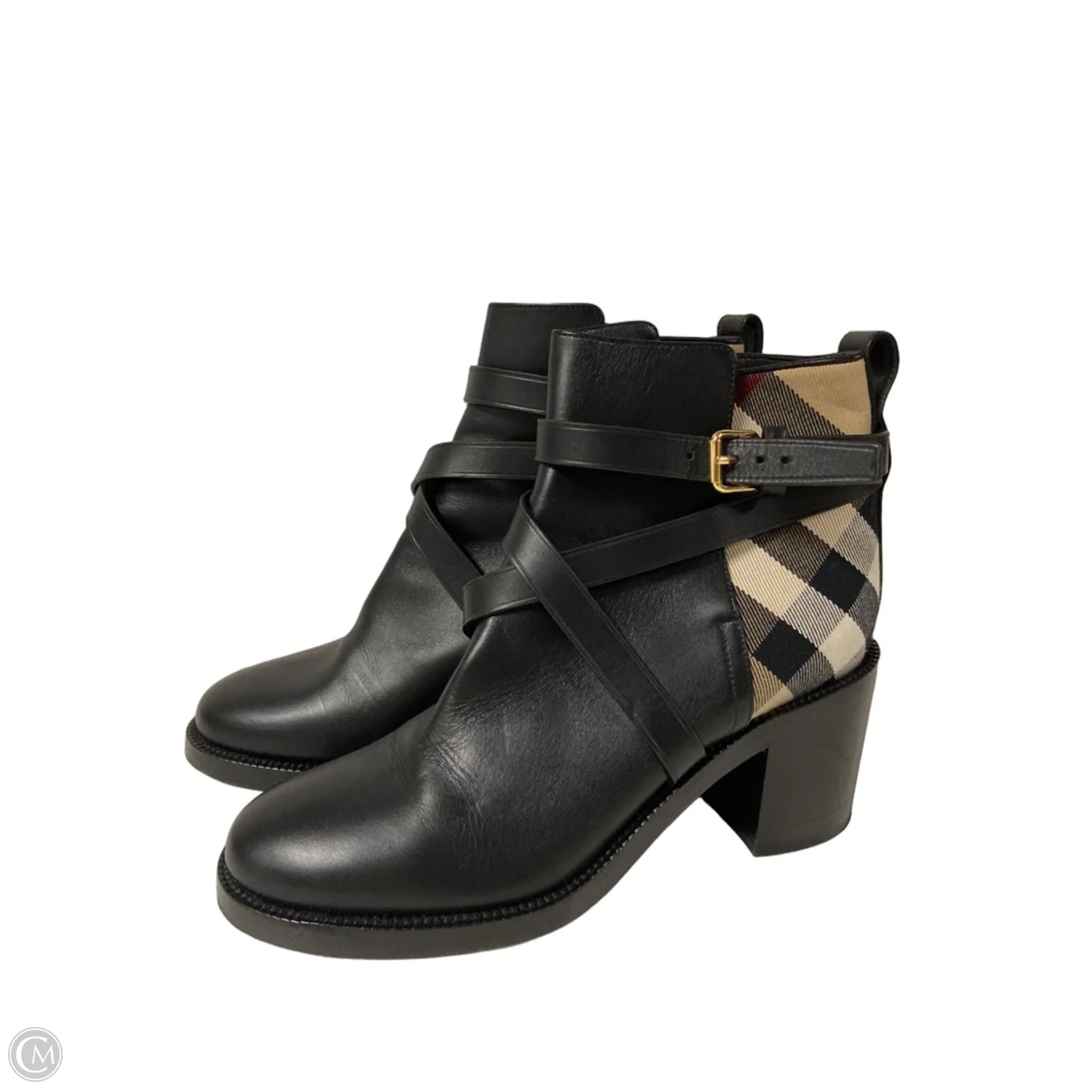 Boots Luxury Designer By Burberry In Black, Size: 7.5