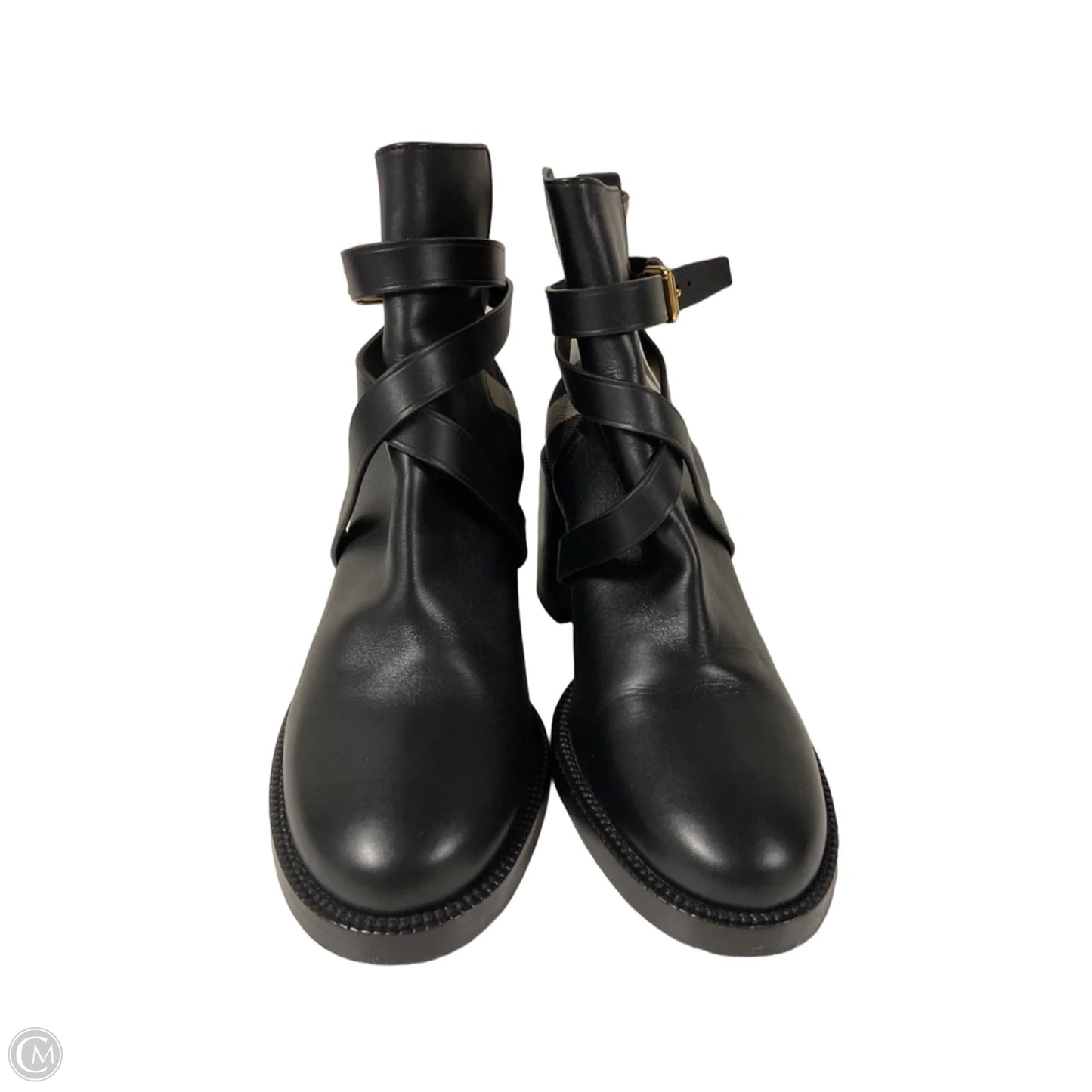 Boots Luxury Designer By Burberry In Black, Size: 7.5