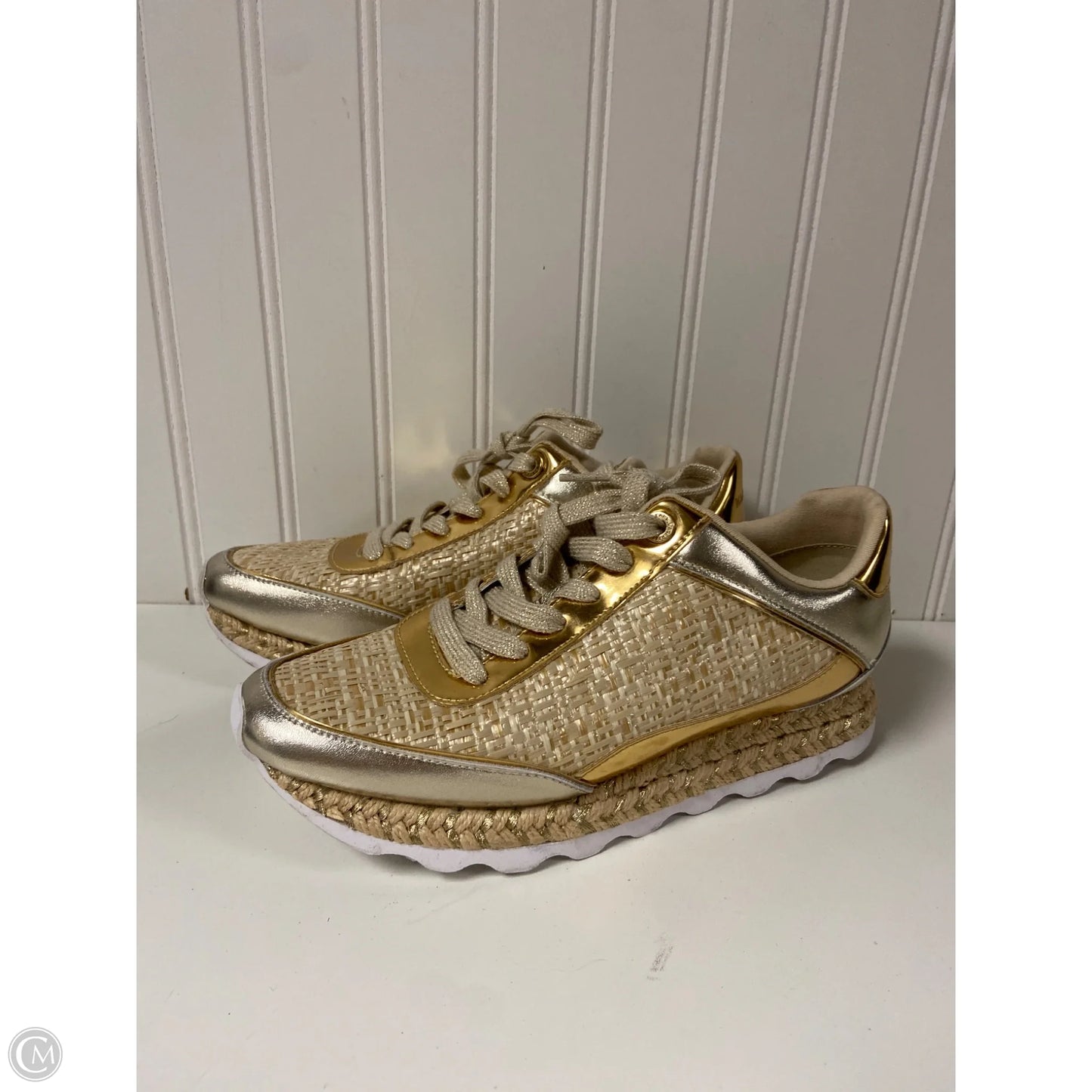 Shoes Designer By Karl Lagerfeld In Gold, Size: 7.5