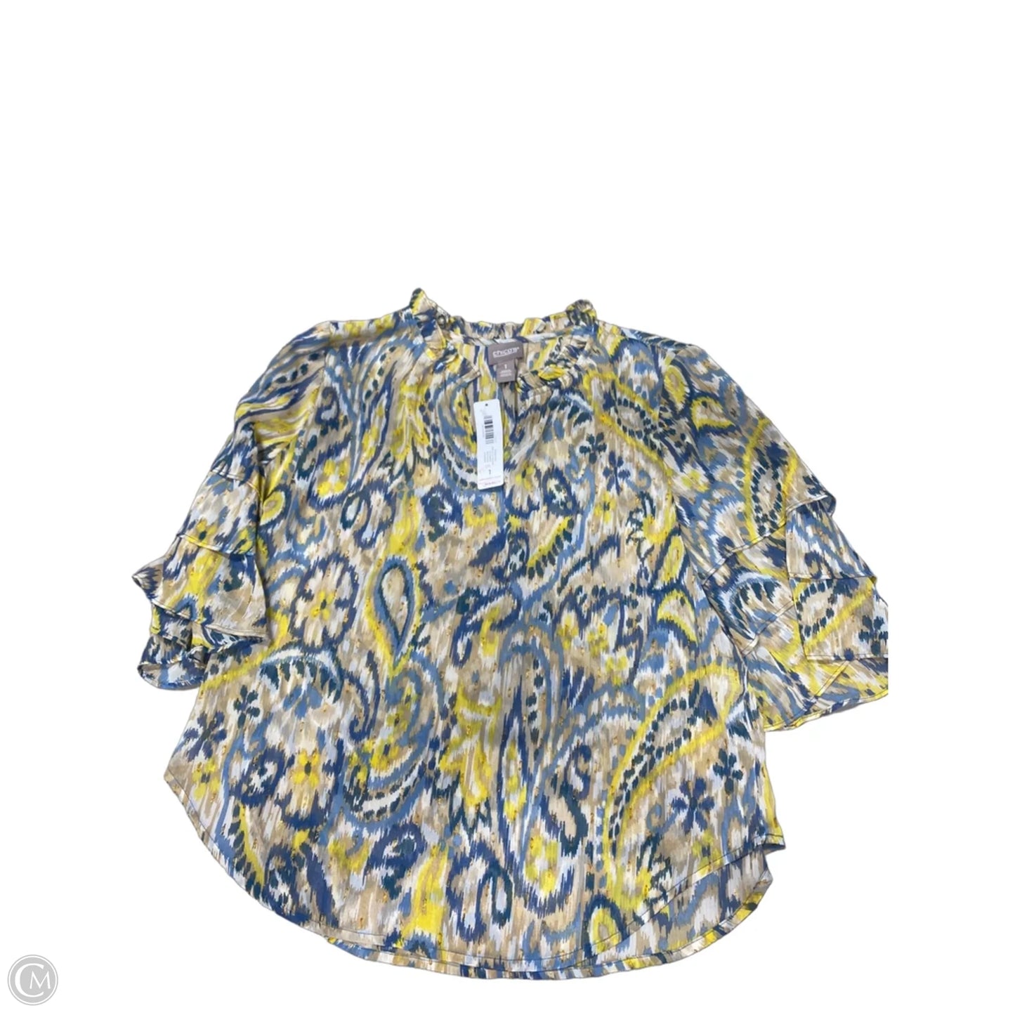 Top Long Sleeve By Chicos In Yellow, Size: M