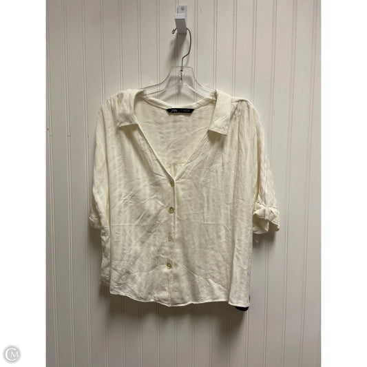 Top Short Sleeve By Zara In White, Size: L