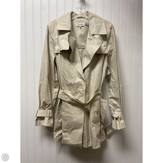 Coat Trench Coat By Calvin Klein In Beige, Size: L