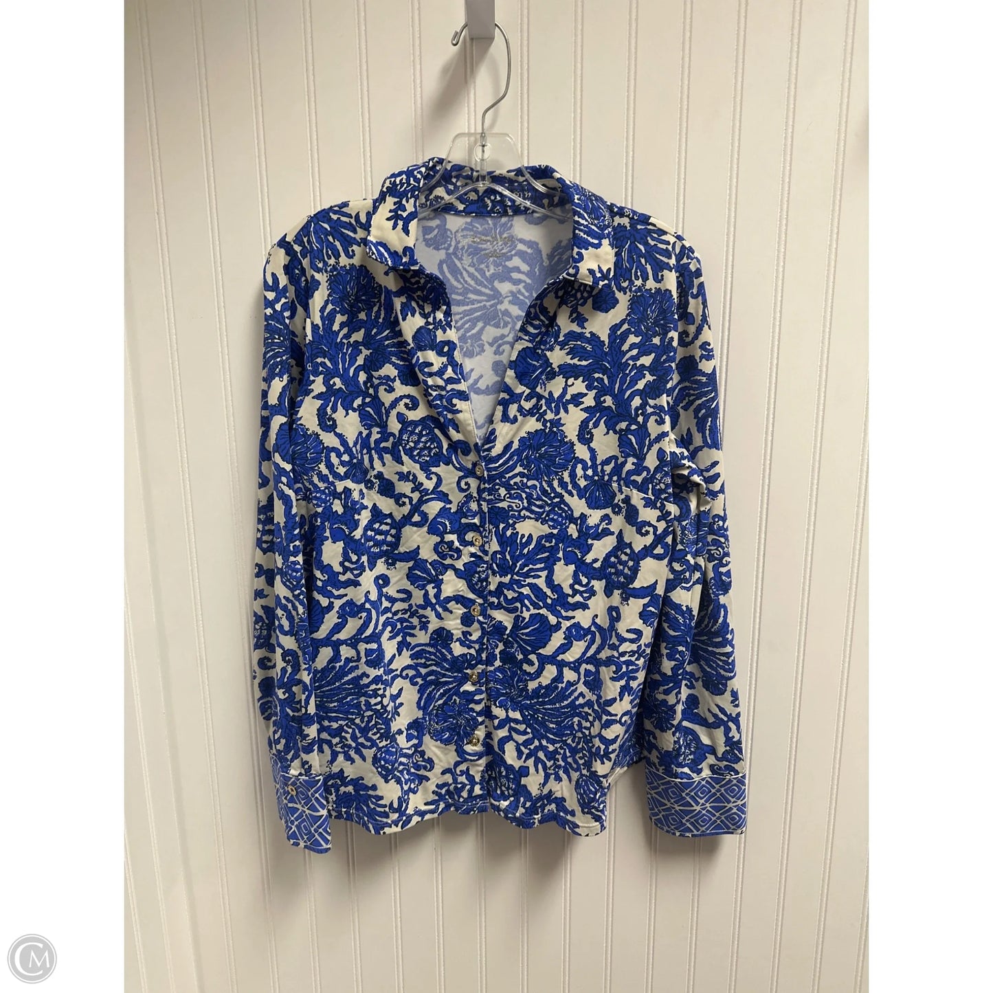 Top Long Sleeve Designer By Lilly Pulitzer In Blue, Size: L
