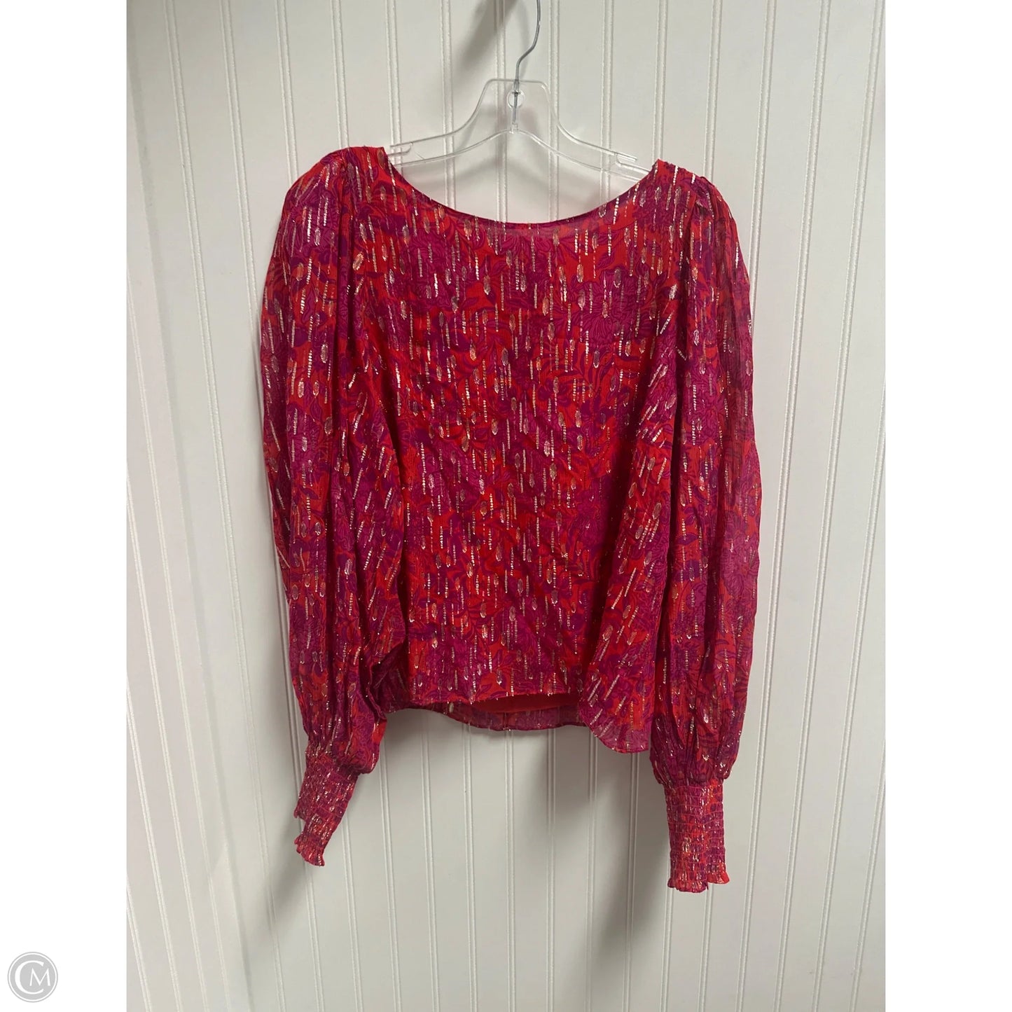 Top Long Sleeve Designer By Lilly Pulitzer In Pink & Red, Size: L