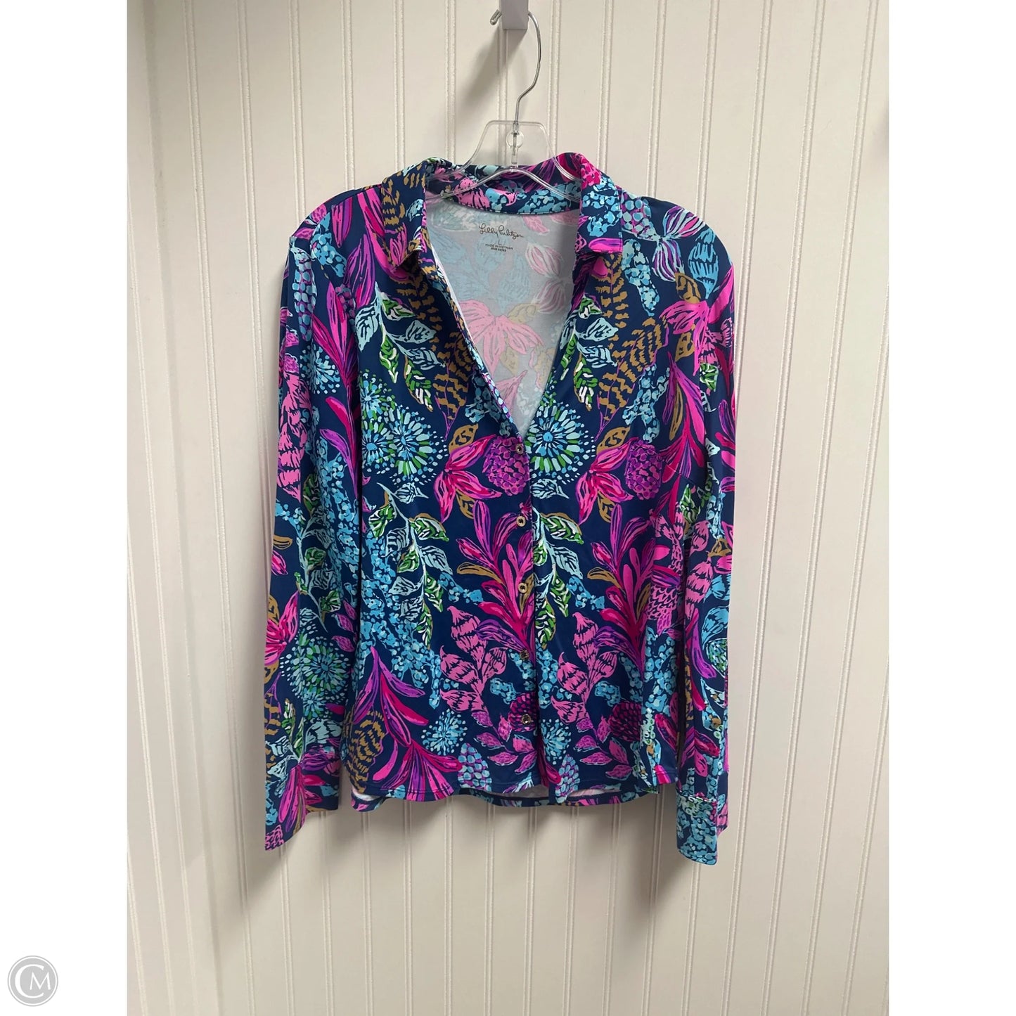 Top Long Sleeve Designer By Lilly Pulitzer In Blue & Purple, Size: L