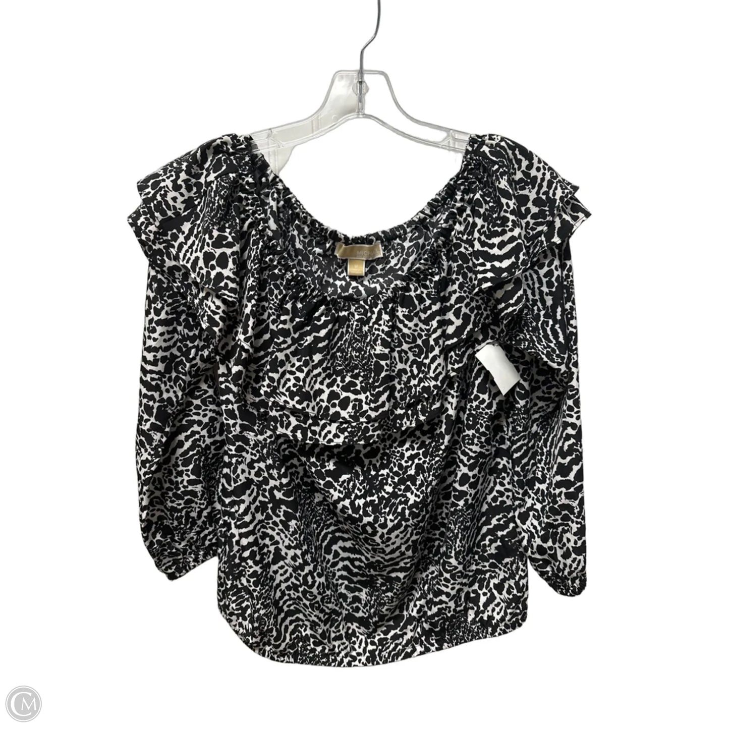 Top 3/4 Sleeve Basic By Michael By Michael Kors In Black & White, Size: M