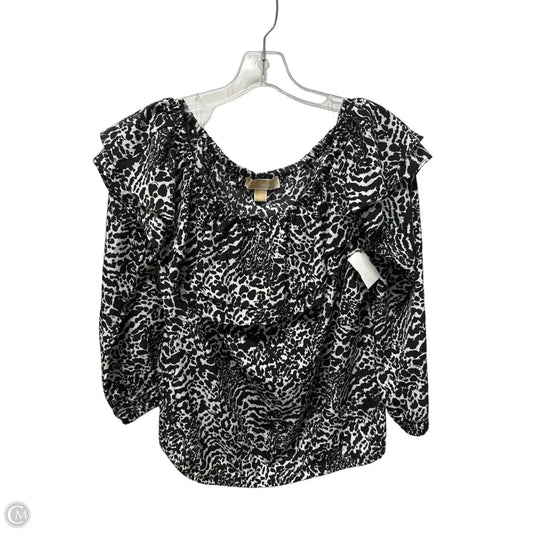 Top 3/4 Sleeve Basic By Michael By Michael Kors In Black & White, Size: M