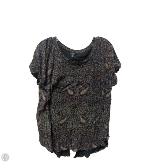 Top Short Sleeve By Lucky Brand In Paisley Print, Size: 1x
