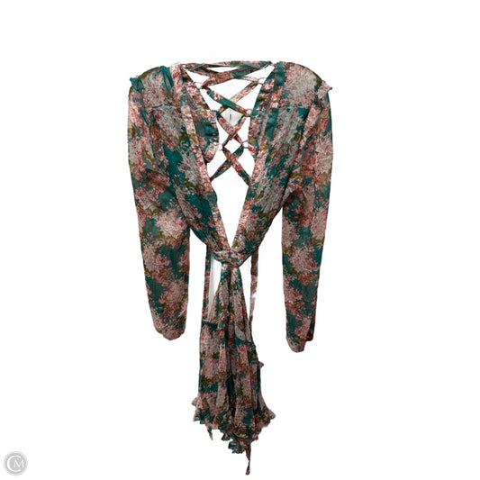 Dress Casual Midi By Clothes Mentor In Green & Pink, Size: L