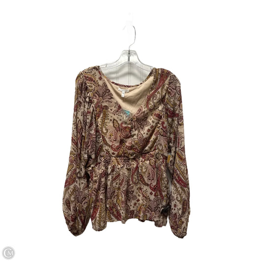 Top Long Sleeve By Maurices In Tan, Size: L