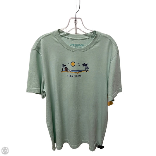 Top Short Sleeve By Life Is Good In Green, Size: M