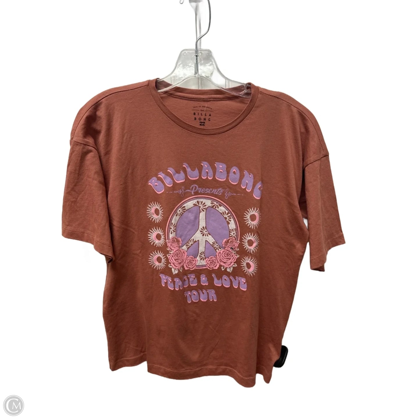 Top Short Sleeve By Billabong In Tan, Size: M