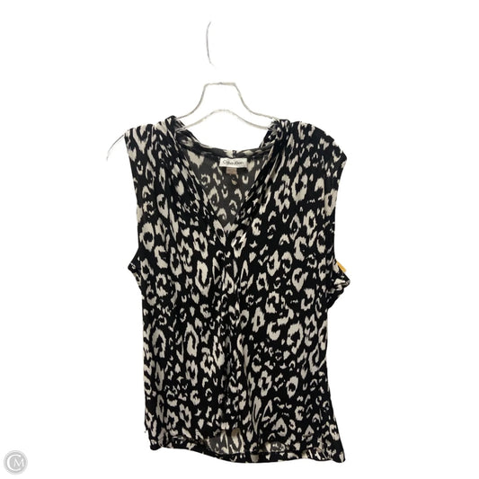 Top Sleeveless By Calvin Klein In Black & Tan, Size: L