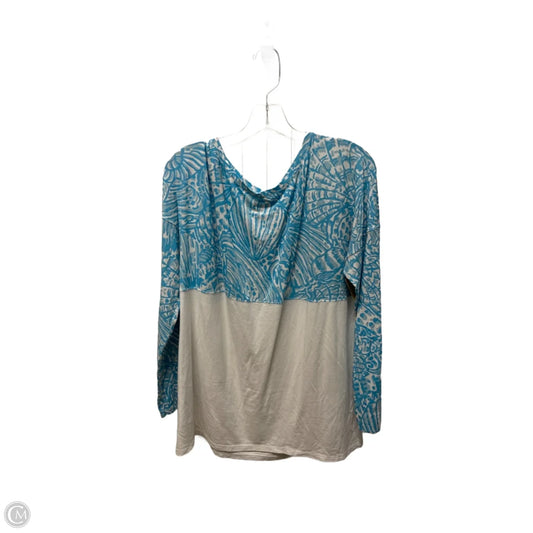 Top Long Sleeve Designer By Lilly Pulitzer In Blue & White, Size: L