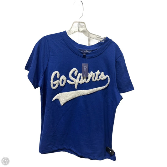 Top Short Sleeve By Clothes Mentor In Blue & White, Size: L