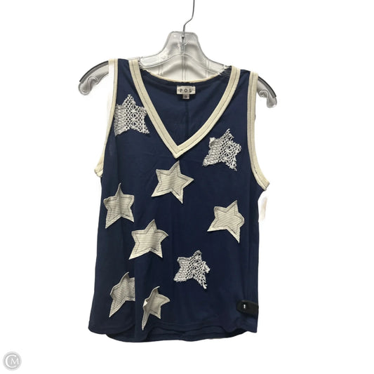 Top Sleeveless By Pol In Blue & Cream, Size: S