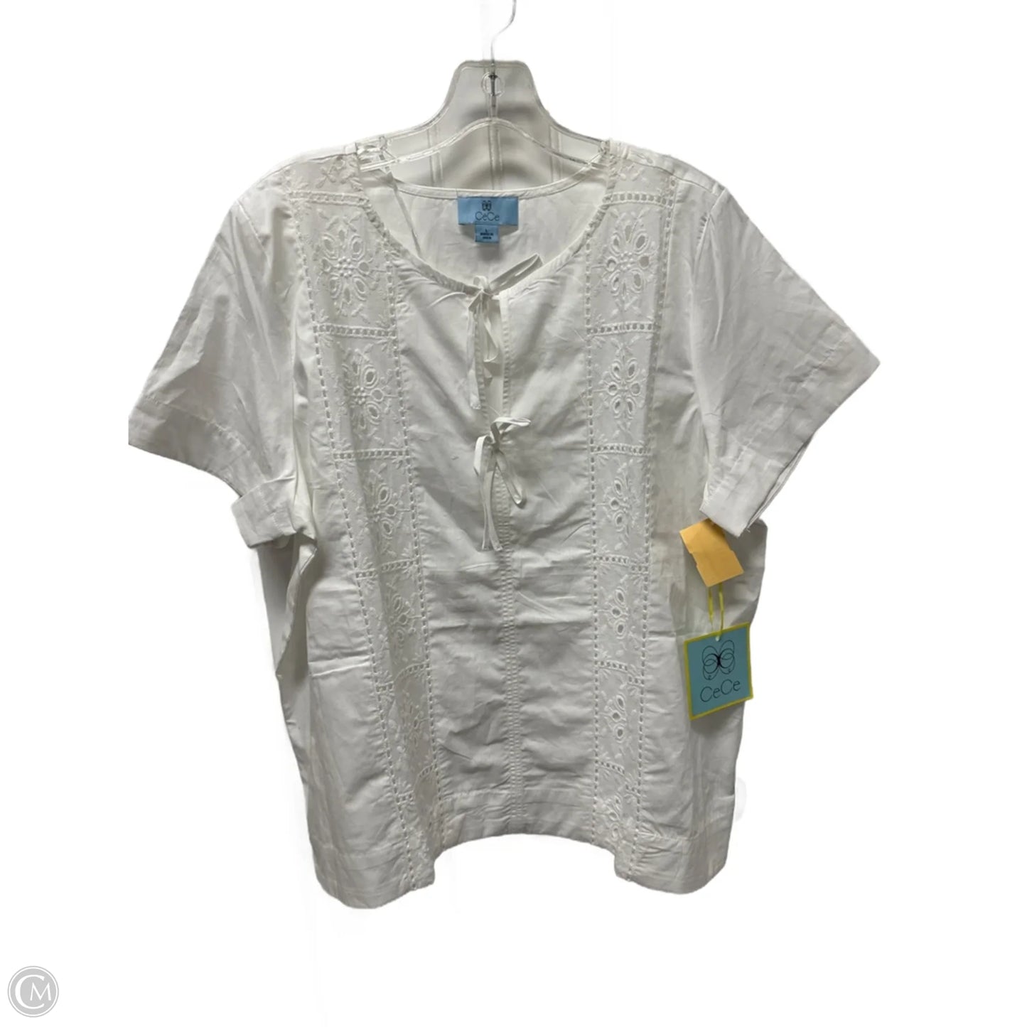 Top Short Sleeve By Cece In White, Size: L