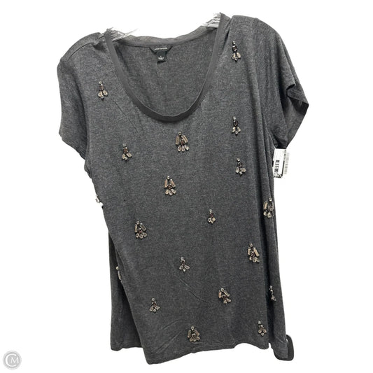 Top Short Sleeve By Ann Taylor In Grey, Size: L