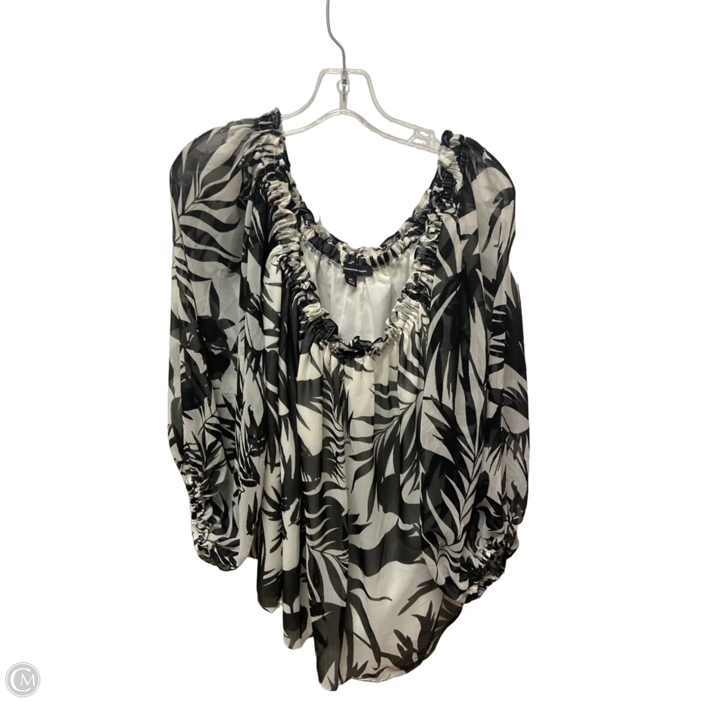 Top Long Sleeve By Inc In Black & White, Size: 1x