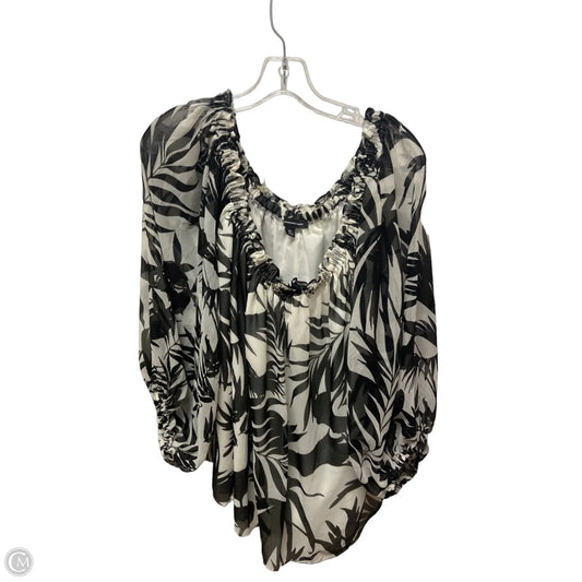 Top Long Sleeve By Inc In Black & White, Size: 1x
