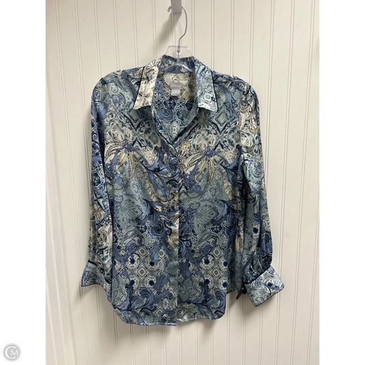 Top Long Sleeve By Chicos In Blue & White, Size: S
