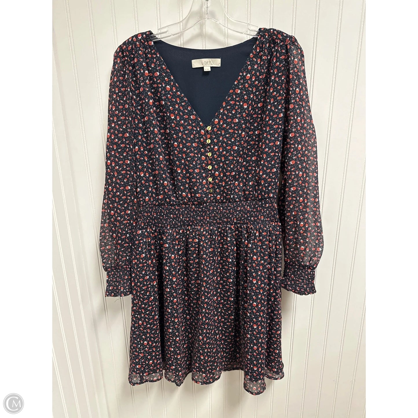 Dress Party Midi By Loft In Black & Red, Size: M