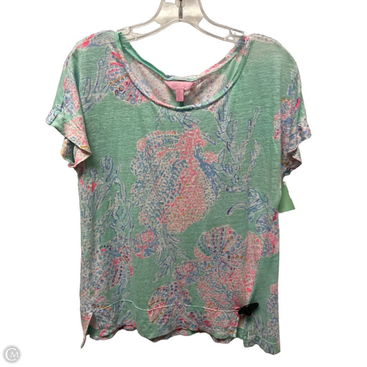 Top Short Sleeve Designer By Lilly Pulitzer In Aqua, Size: M