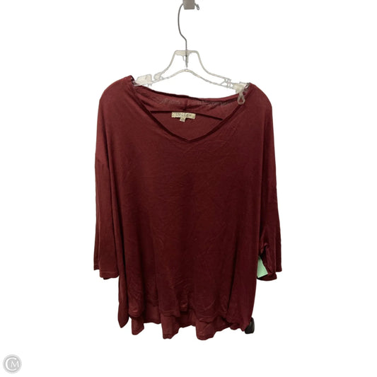 Top 3/4 Sleeve Basic By Umgee In Maroon, Size: 1x