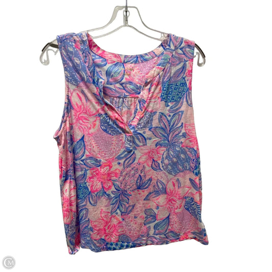 Top Sleeveless Designer By Lilly Pulitzer In Floral Print, Size: Xl