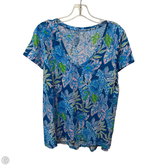 Top Short Sleeve Designer By Lilly Pulitzer In Blue, Size: L
