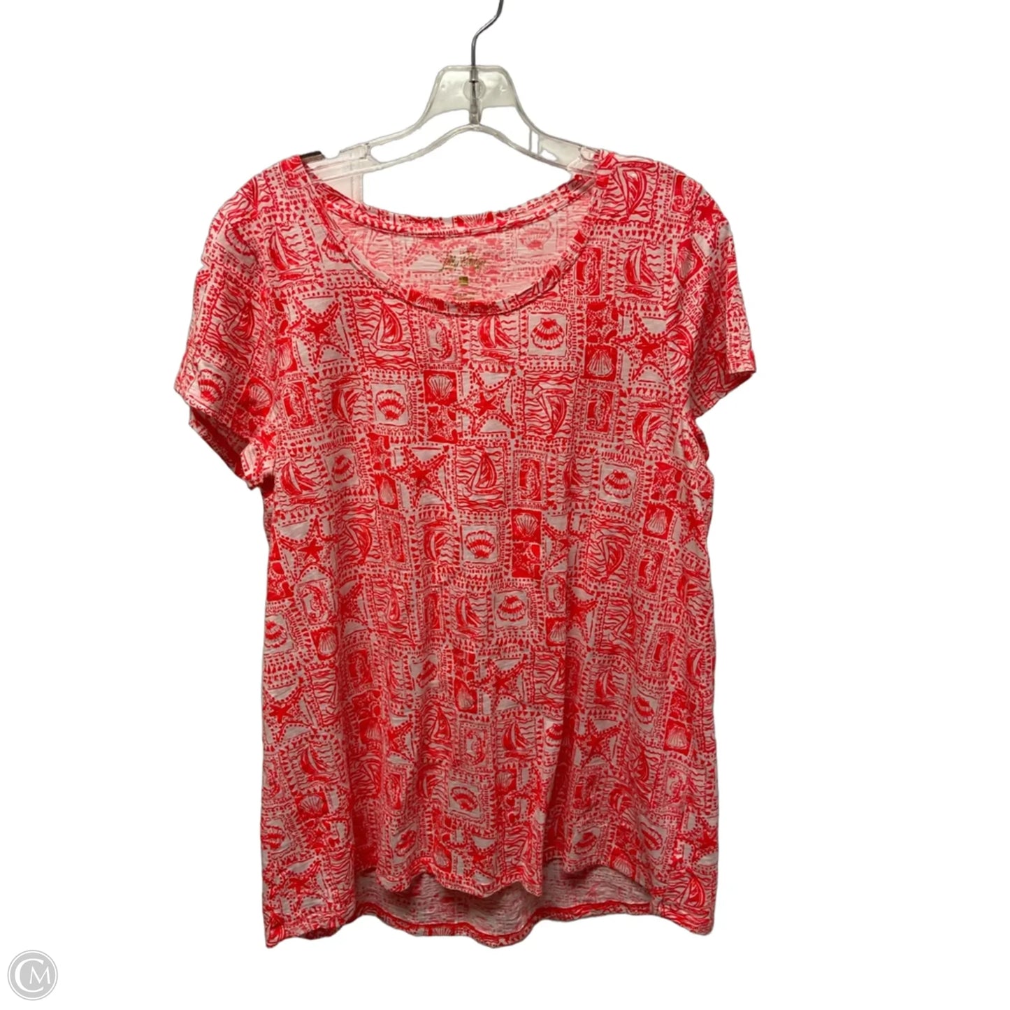 Top Short Sleeve Designer By Lilly Pulitzer In Coral, Size: L