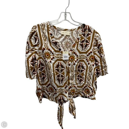 Top Short Sleeve By Melloday In Brown, Size: L
