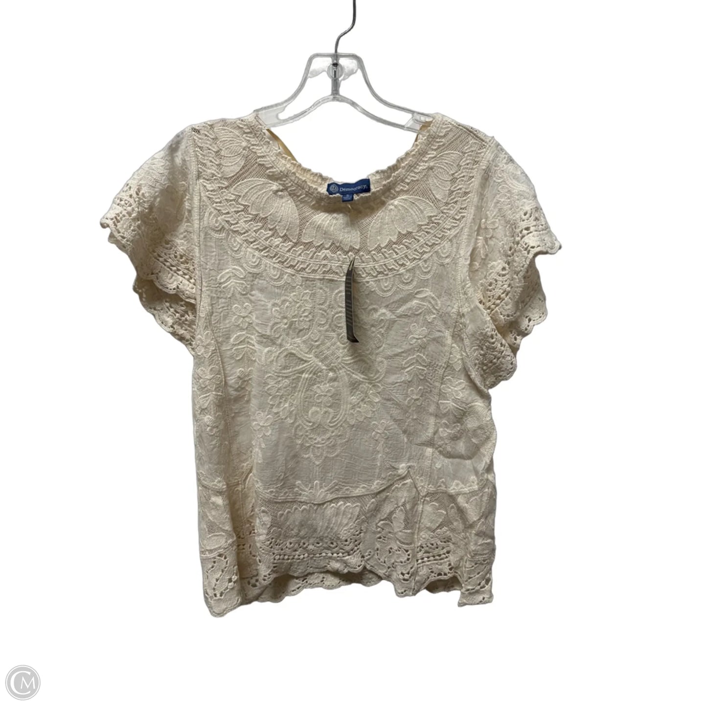 Top Short Sleeve By Democracy In Beige, Size: S