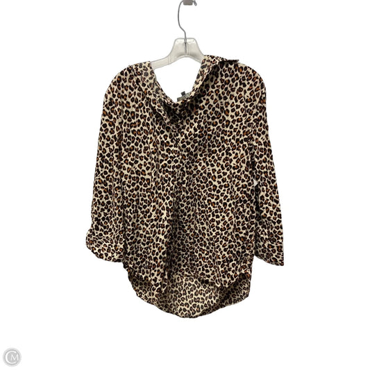 Top 3/4 Sleeve By Loft In Leopard Print, Size: S