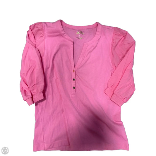 Top Short Sleeve Designer By Lilly Pulitzer In Pink, Size: L