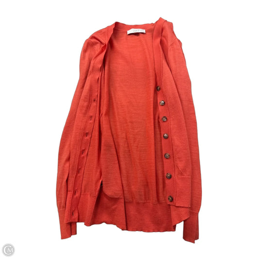 Sweater Cardigan By Loft In Orange, Size: S