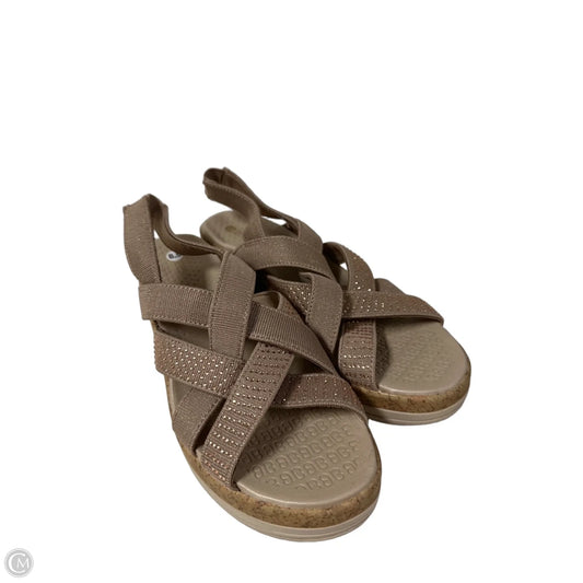 Sandals Heels Wedge By Bzees In Bronze, Size: 8.5