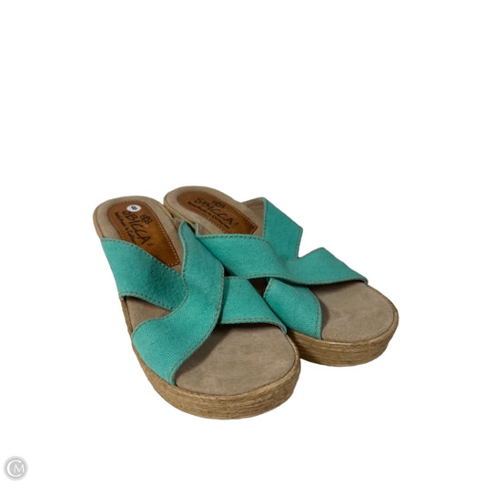 Sandals Heels Wedge By Sbicca In Teal, Size: 8