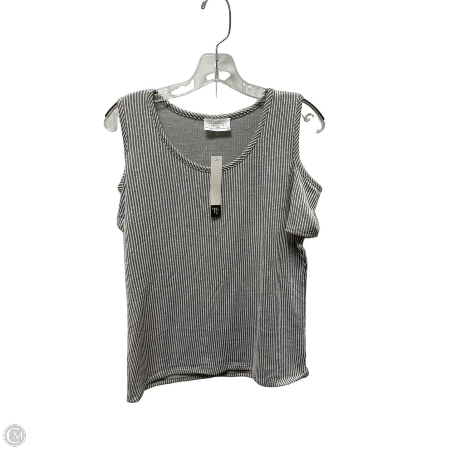 Top Short Sleeve By Clothes Mentor In Grey & White, Size: Xl
