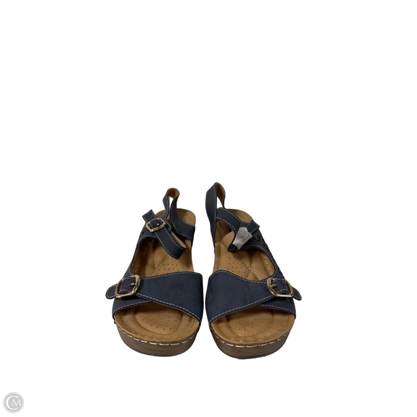 Sandals Heels Wedge By Spring Step In Blue, Size: 6.5