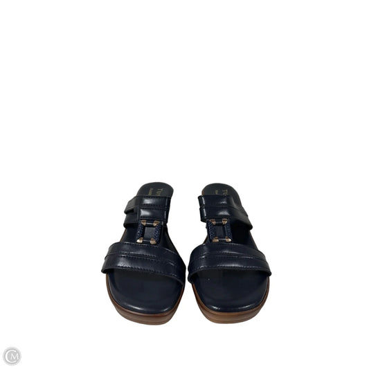 Sandals Heels Wedge By Clothes Mentor In Navy, Size: 6.5