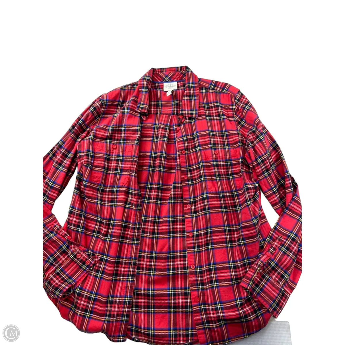 Top Long Sleeve By St Johns Bay In Plaid Pattern, Size: M