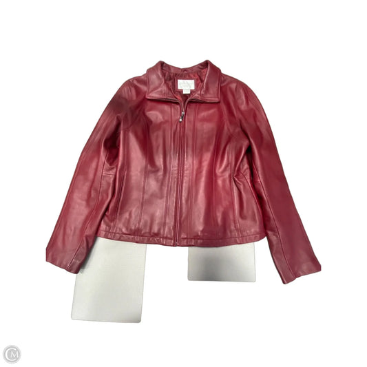 Jacket Leather By Worthington In Maroon, Size: L